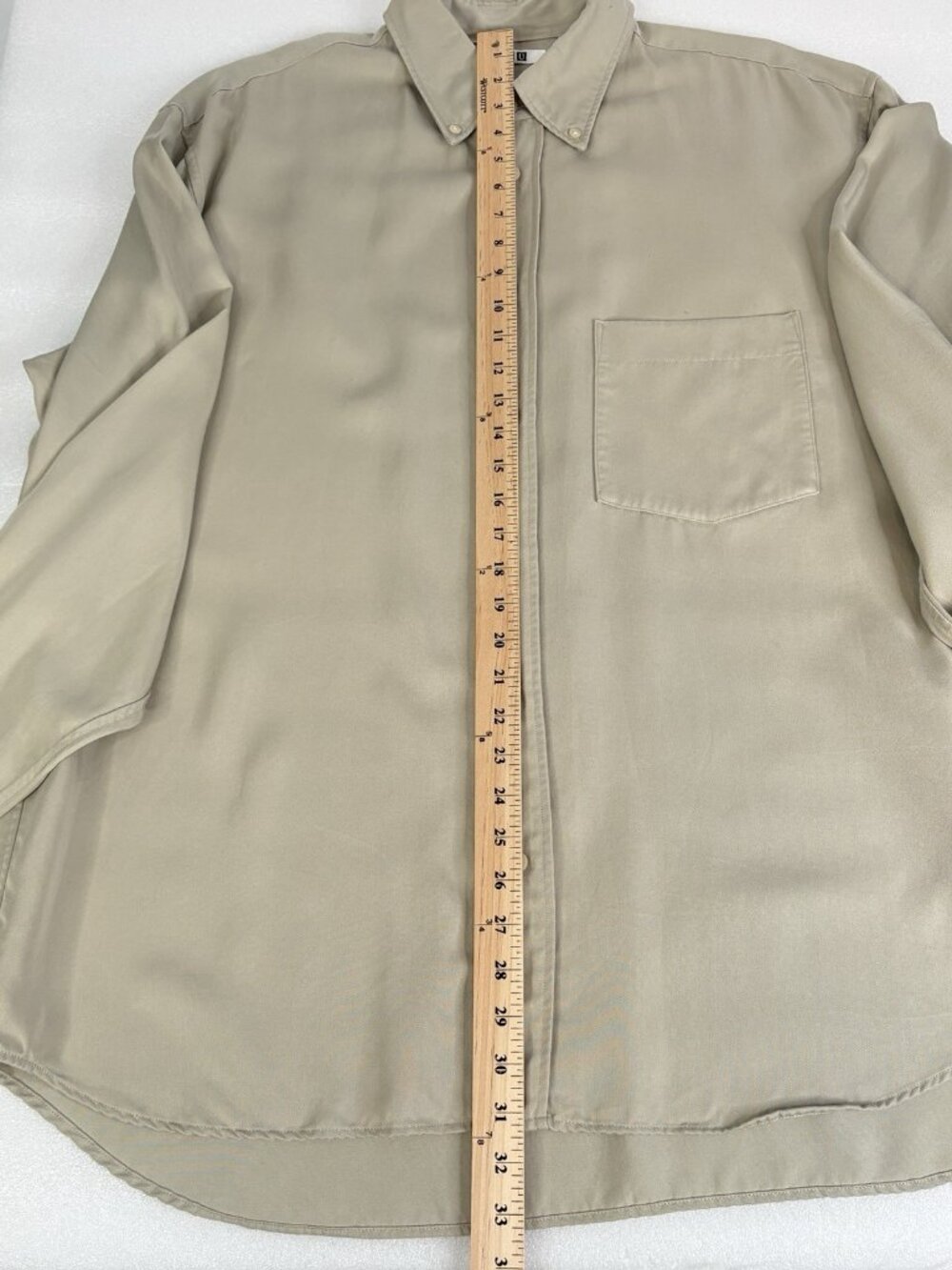 Uniglo U Drape Shirt Men’s XL Beige Relaxed Button Down Lemaire Casual - Picture 7 of 11